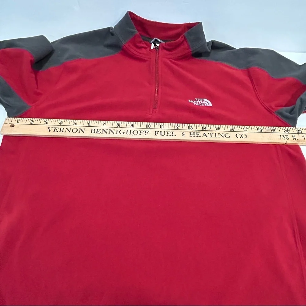 The North Face Long Sleeve 1/4 Zip Fleece Pullover Red/Gray TKA 100 Men Size M